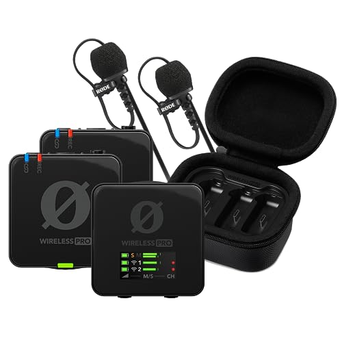 RODE Wireless PRO Compact Wireless Microphone System with Timecode, 32-bit Float On-board Recording, 2 Lavalier Microphones and Smart Charge Case for Filmmaking and Content Creation - Wireless PRO