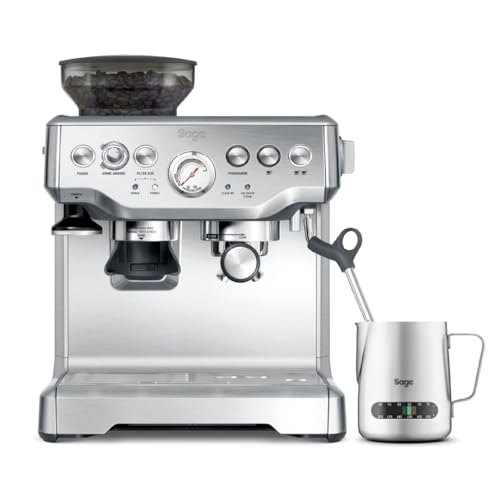 Sage - The Barista Express - Bean to Cup Coffee Machine with Grinder and Milk Frother, Brushed Stainless Steel - Brushed Stainless Steel - Manual Tamping - Single