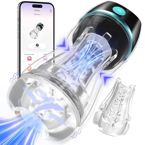 Automatic Male Masturbator with APP Control - Transparent Outer Shell Penis Pump with 3 Vacuum Suction & 7 Vibration, Sex Machine Adult Toys Pocket Pussy for Men, Male Stroker Adult Sex Toys for Men