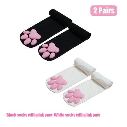 Cute Paw High Socks | 2Pairs-BPWP