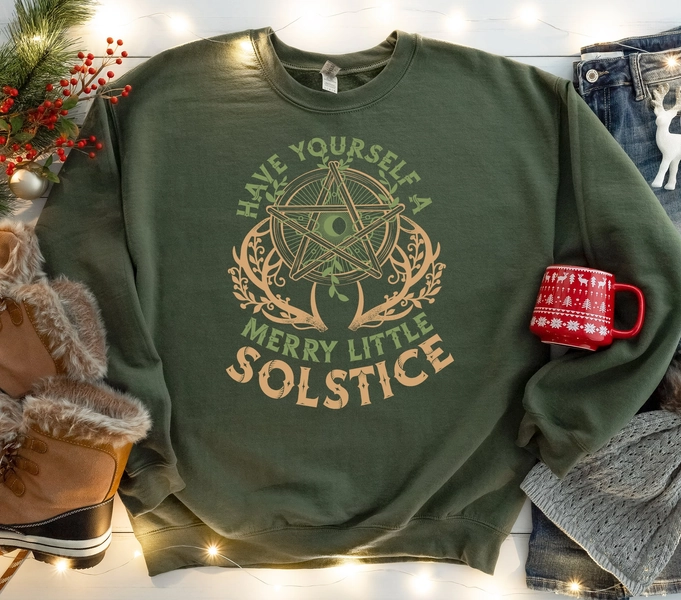 Have Yourself a Merry Little Solstice Shirt, Yule Holiday Sweatshirt, Winter Solstice Sweater, Solstice Christmas Shirt, Merry Christmas Tee