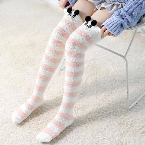 White Panda Thigh Highs