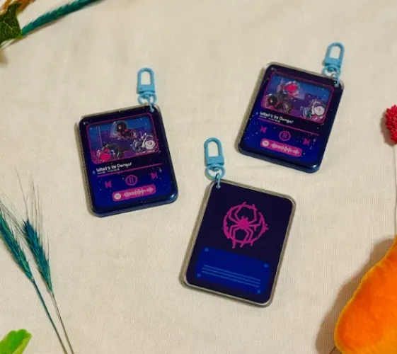 Spiderverse Spotify Shaker Acrylic Keychains