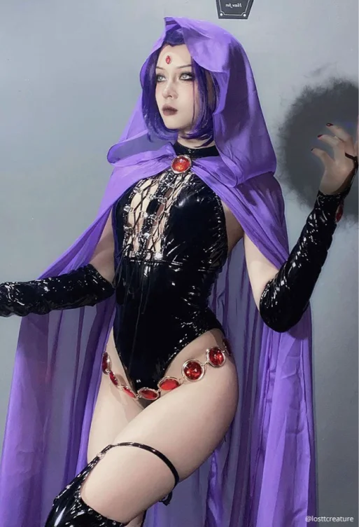 Women Gothic Sexy Black Halter Backless Front Hollow High Slit PU Leather Bodysuit with Cloak and Chain