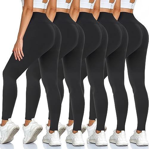 High Waisted Leggings for Women No See-Through-Soft Athletic Tummy Control Black Pants for Running Yoga Workout - 01-black/ Black/ Black/ Black/ Black - Small-Medium