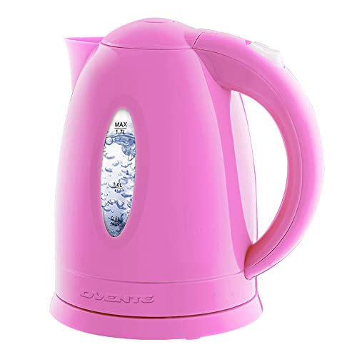 OVENTE Electric Kettle, Hot Water, Heater 1.7 Liter - BPA Free Fast Boiling Cordless Water Warmer - Auto Shut Off Instant Water Boiler for Coffee & Tea Pot - Pink KP72P - Pink