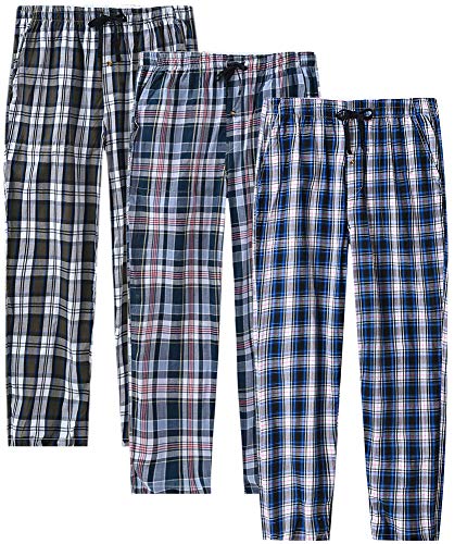 MoFiz Men's Pajama Pants Ultra Lightweight Pjs Bottoms Sleepwear Bottom Pants with Pocket Drawstring 3-Pack - Small - A-3pack