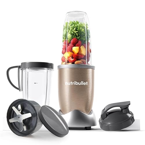 nutribullet Blender 900 Series - Powerful 24,000 RPM Extractor Blends Frozen Fruit, Nuts & Ice - 8 Piece Kit Includes 1x Oversized Cup, 1x Tall Cup, 1x Handled Ring & 2 Lids - For Smoothies & Juices - Complete Kit