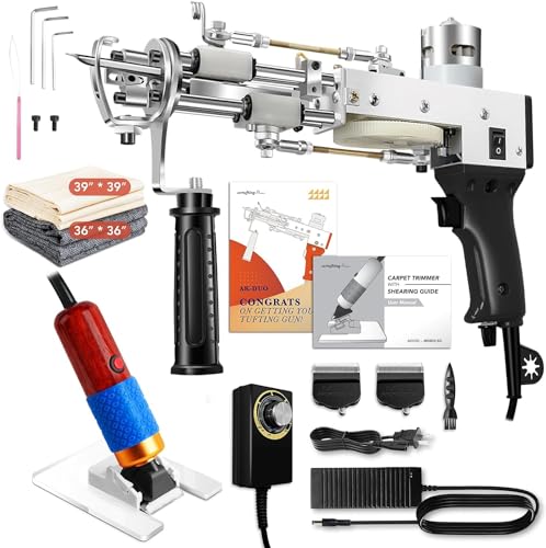 Tufting Gun 2 in 1 Cut Pile Loop Pile Rug Gun Machine Starter Kit Rug Tufting Kit Electric Tufting Gun Carpet Weaving Flocking Machine, 100-240V Black - Black/Mahogany