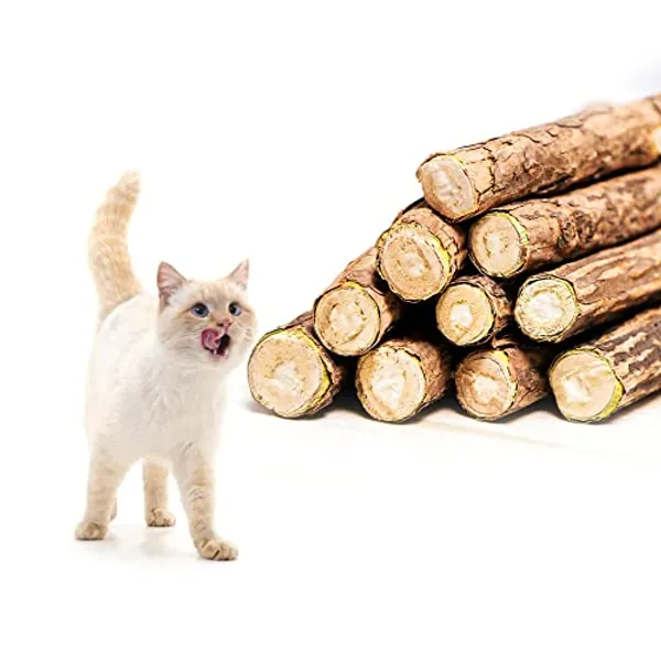 Luystoka 24PCS Silvervine Sticks, Cat Toys, Matatabi Kitty Chew Kitten Teething Toys for Aggressive Chewers, Silver Vine for Cats