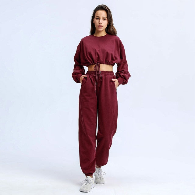 2-Piece Jogger Set - Burgundy / S