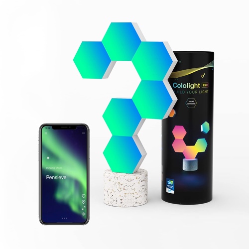 Cololight RGB Light for Gaming PC Setup, USB-Power Gaming Lights, Sync Music Hexagon Wall Lights with 70 Effects, Desk Gaming Accessories, Work with Alexa&Google 6pcs PRO - Pro6pcs