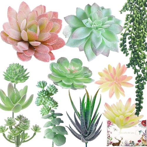 12 Artificial Succulents Faux Succulent Plants and Flowers - 12