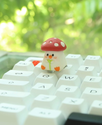 Kawaii Mushroom Keycaps, Mushroom Clay Keycap, Custom Clay Handmade Keycap, Cute Mushroom Keycap, Artisan keycap