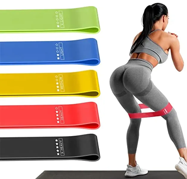 Resistance Loop Exercise Bands, Resistance Bands Exercise Bands for Home Fitness, Stretching, Strength Training, Physical Therapy,Elastic Workout Bands for Women Men Kids, Set of 5