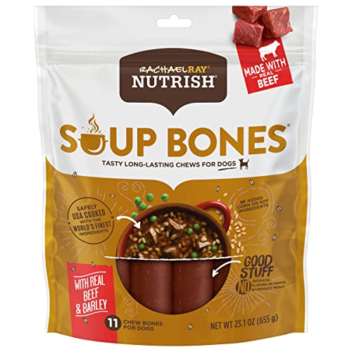 Rachael Ray Nutrish Soup Bones Dog Treats, Beef & Barley Flavor, 11 Bones - Regular - Beef & Barley - 1.44 Pound (Pack of 1)