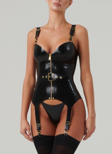 Latex Queen Basque & Belt | M / Black