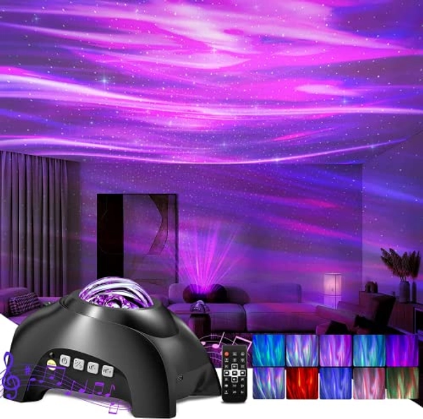 Star Projector, Galaxy Projector for Bedroom, Bluetooth Speaker and 8 White Noise Aurora Projector, Night Light Projector for Kids/Adults Gaming Room, Home Theater, Ceiling, Room Decor, Idea for Gift