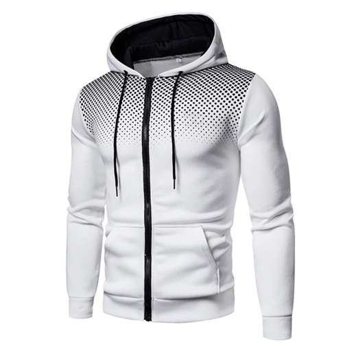 Mens Lightweight Zipped Up Hoodie - White / XXL