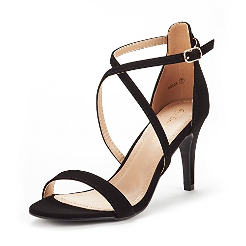 DREAM PAIRS Women's Dolce Fashion Stilettos Open Toe Pump Heel Sandal - 9 - DOLCE-BLACK NUBUCK