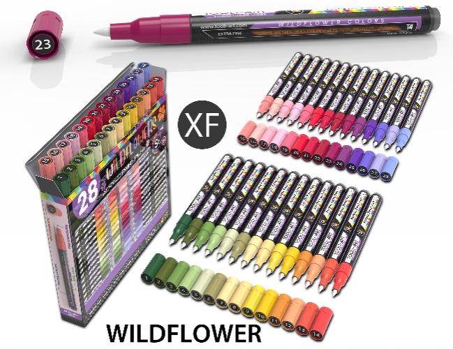 28 Wildflower Colors Acrylic Paint Pens Studio Color Series Markers Set 0.7mm Extra Fine | Default Title