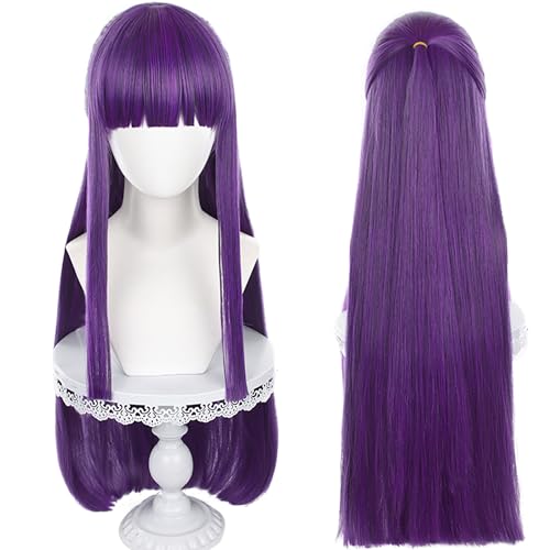 Sousou no Frieren Fern Cosplay Wig Purple Straight Long Hair With Bangs Costume Hair Adult Halloween Wigs for Women