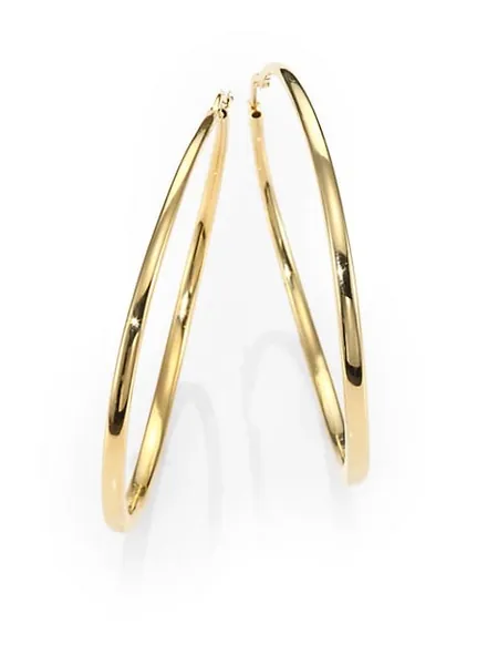 18K Yellow Gold Hoop Earrings/2.25"