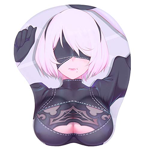 Boo Ace 2B Anime Mouse Pads with Wrist Rest Gaming 3D Mousepads 2Way Skin (2B 01)