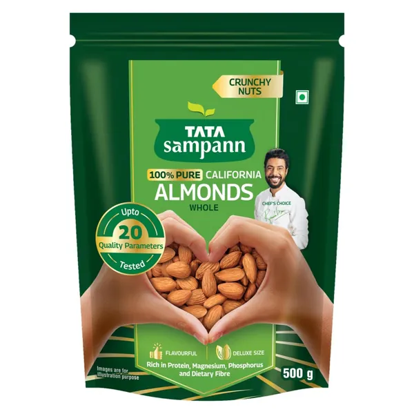 Tata Sampann Pure California Almonds Whole, 500g, Real Nuts, High in Fiber, Badam Giri, Rich in Protein, Magnesium, Phosphorus and Dietary Fibre, Nuts & Dry Fruits