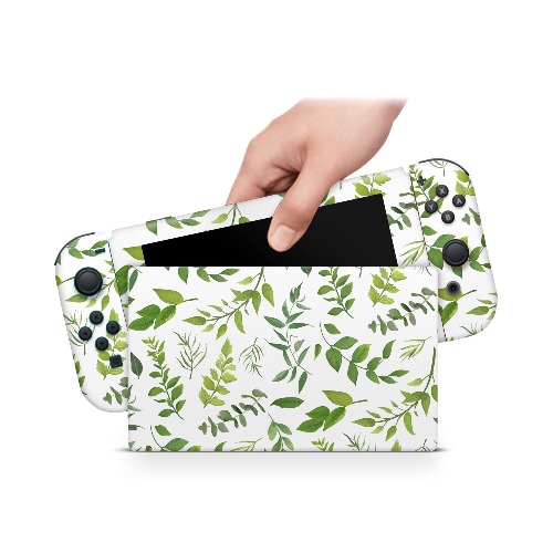 Nintendo Switch Skin Decals - Greenery - Wrap Vinyl Sticker | No Thanks!! / Full Set