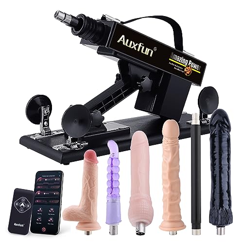 AUXFUN Sex Machine Automatic Love Machine with Remote Control & Graded Dildo,Thrusting Fuck Machine with 3XLR Connector & APP Juguetes Sexuales Hands Free - Full Set Attachments
