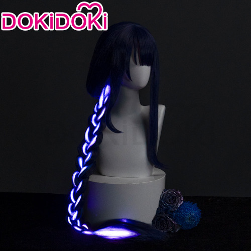 【Partial Ready For Ship】【Lighting Ver.】【Normal Ver】DokiDoki Game Genshin Impact  Shogun Cosplay Wig / Hair Clip/ Earring Raiden shogun baal Long Purple | Baal Wig+Lightstrip-Ready For Ship