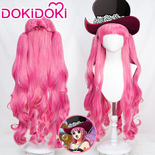 【Ready For Ship】DokiDoki Anime One Piece Cosplay Perona Wig Long Curly Pink Hair | Perona