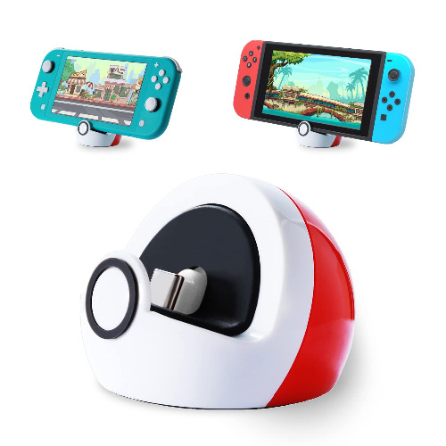 Antank Mini Support de Charge pour Nintendo Switch/Switch Lite/Switch OLED, Station de Charge de Type C, sans Projection, Mini Compact, Portable, Blanc et Rouge