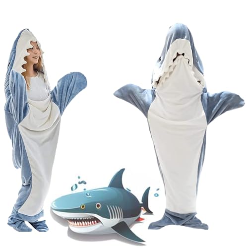 Shark Blanket Hoodie Adult,Wearable Shark Blanket Adult or Shark Sleeping Bag,Super Soft Cozy Flannel,Shark Blanket Onesie - 3X-Large