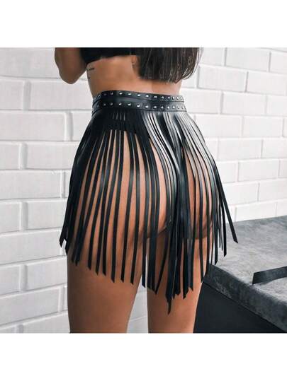 Tools Women Sexy Body Harness Belt Tassels Short Leather Skirt Garter Belt Leather Lingerie Bondage Punk Gothic Fetish Clothing | SHEIN EUQS