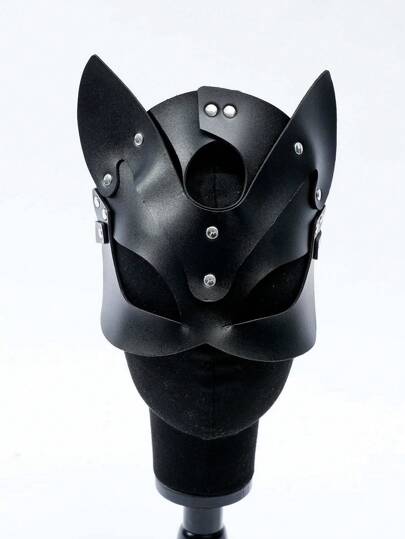 1 Solid Color Leather Bound Fetish Mask, Suitable For Couples Parties,  Role Playing Halloween Masquerade Mask | SHEIN EUQS