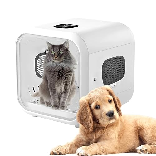 BESTZONE Automatic Pet Dryer Box for Cats and Small Dogs,Pet Hair Drying Box for Cat Puppy Kitten,Ultra Quiet Dryer 52L Large Capacity with Smart Temperature Control and 360° Drying