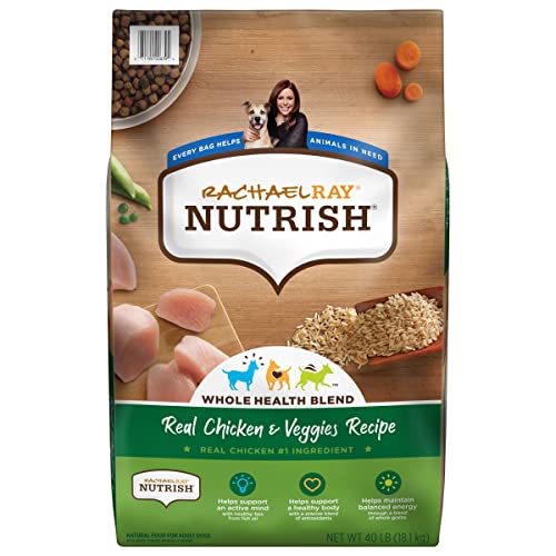 Rachael Ray Nutrish Premium Natural Dry Dog Food, Real Chicken & Veggies Recipe, 40 Pound Bag (Packaging May Vary) - Dry Food - Chicken & Veggies - 40 Pound (Pack of 1)
