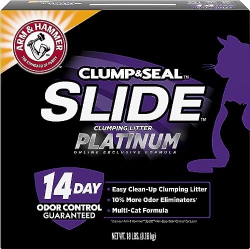 Arm Hammer SLIDE Platinum Multi-Cat Easy Clean-Up Clumping Cat Litter, 14 Days of Odor Control 18 lb - 18 lb