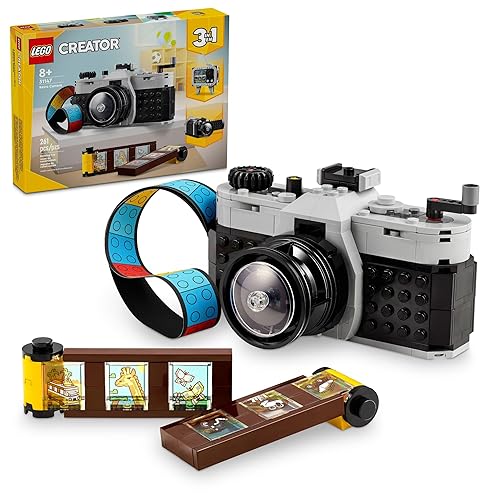 LEGO Creator 3 in 1 Retro Camera Toy, Transforms from Toy Camera to Retro Video Camera to Retro TV Set, Photography Gift for Boys and Girls Ages 8 Years Old and Up Who Enjoy Creative Play, 31147 - Multicolor
