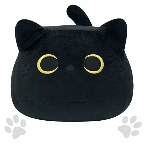 WQU Black Cat Plush Pillow, Cartoon Cat-Shaped Pillow, 15/21 Inches Two Sizes, Cute Soft Cat Plush, Hugging Toys, Kids Stuffed Animal Pillow, Doll for Birthday Valentines Gift - 21.7 inches