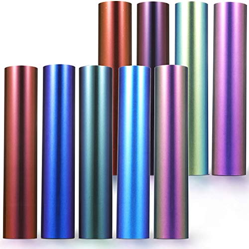 Ohuhu Chameleon Heat Transfer Vinyl, 9 Assorted Chameleon Gradient Change Color HTV Vinyls Iron on Vinyl for DIY Iron on Fabrics T-Shirts Hats Leathers with Heat Press & Craft Cutter