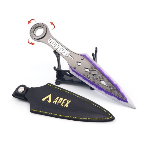 LONGHE APEX Legends Games 8.7 inches Whirl Wraith Heirloom Knife Dagger Weapon Metal Cold Steel Neon Green Keychain Model Toys Gift (Gray (Non Luminous)) - 