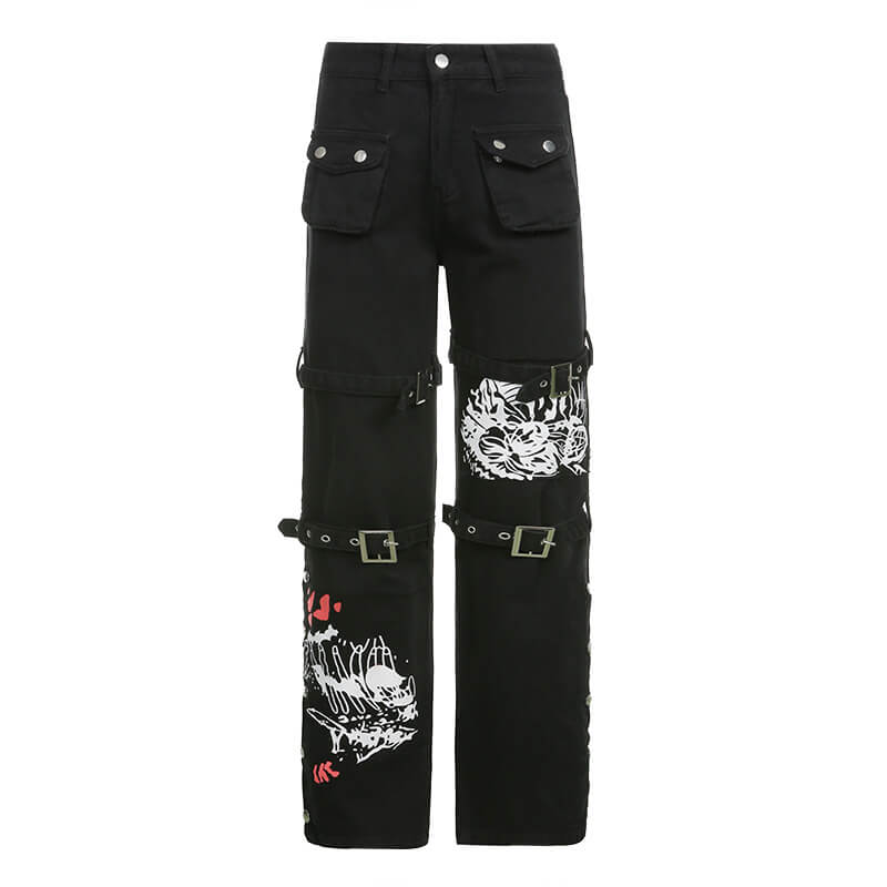 Buckle Strap Cargo Pants