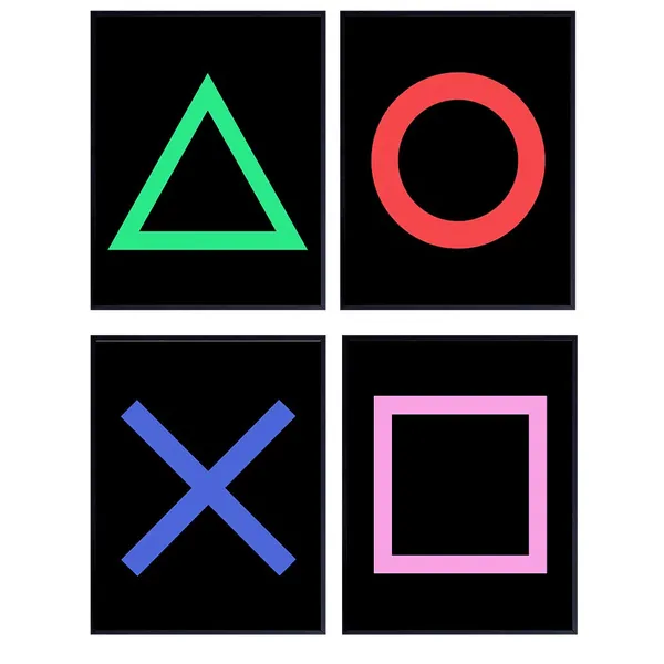 Video Game Remote Control Wall Decor Picture - 8x10 Set Modern Art Posters for Home, Apartment, Family Room, Den, Bedroom - Unique Gift or Room Decoration for Men, Husband, Gamers, Teens, Boys, Kids