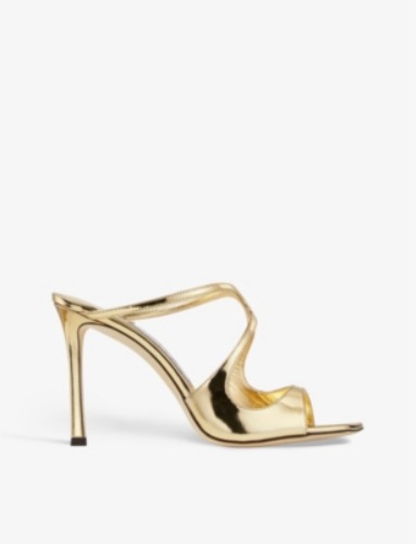 JIMMY CHOO - Anise 95 liquid-gold leather heeled sandals