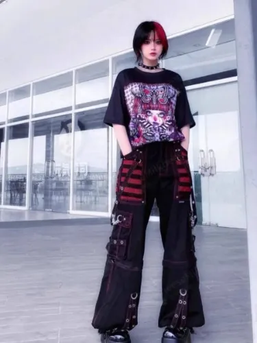 Black Red Subcul Pants 