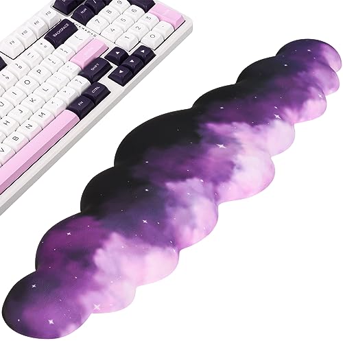 Keyboard Cloud Wrist Rest for Computer, Keyboard High Density Memory Foam Wrist Pad with Non-Slip Base Keyboard Pad for Typing Pain Relief Keyboard Hand Rest for Laptop/Computer(Star Purple) - Star Purple - Spandex