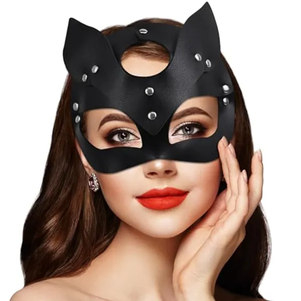 Takmor Cat Woman Maske,katzen Maske Cat Woman Kostüm für Damen Fuchs Maske Cat Woman Mask für Karneval Valentinstag Maskerade Kostüm Party Nachtclub